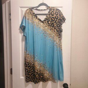 Lepard print and Teal Dress